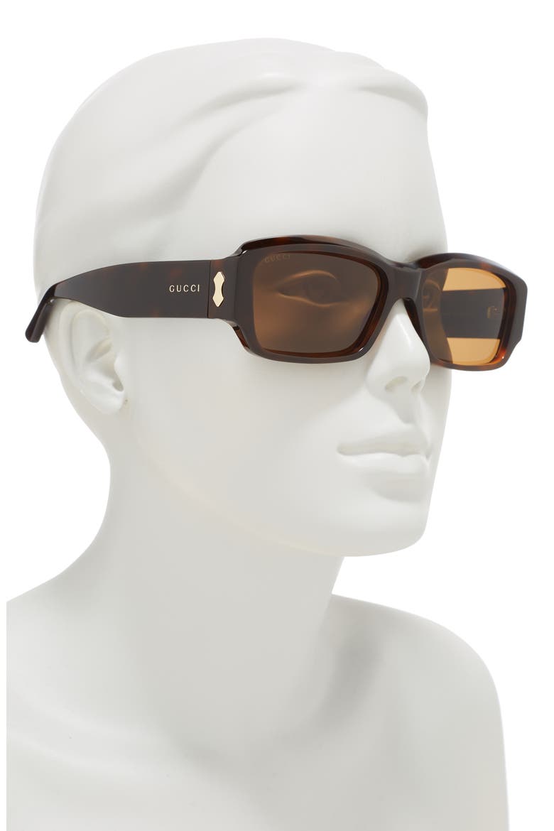 58mm Rectangle Sunglasses, Alternate, color, HAVANA
