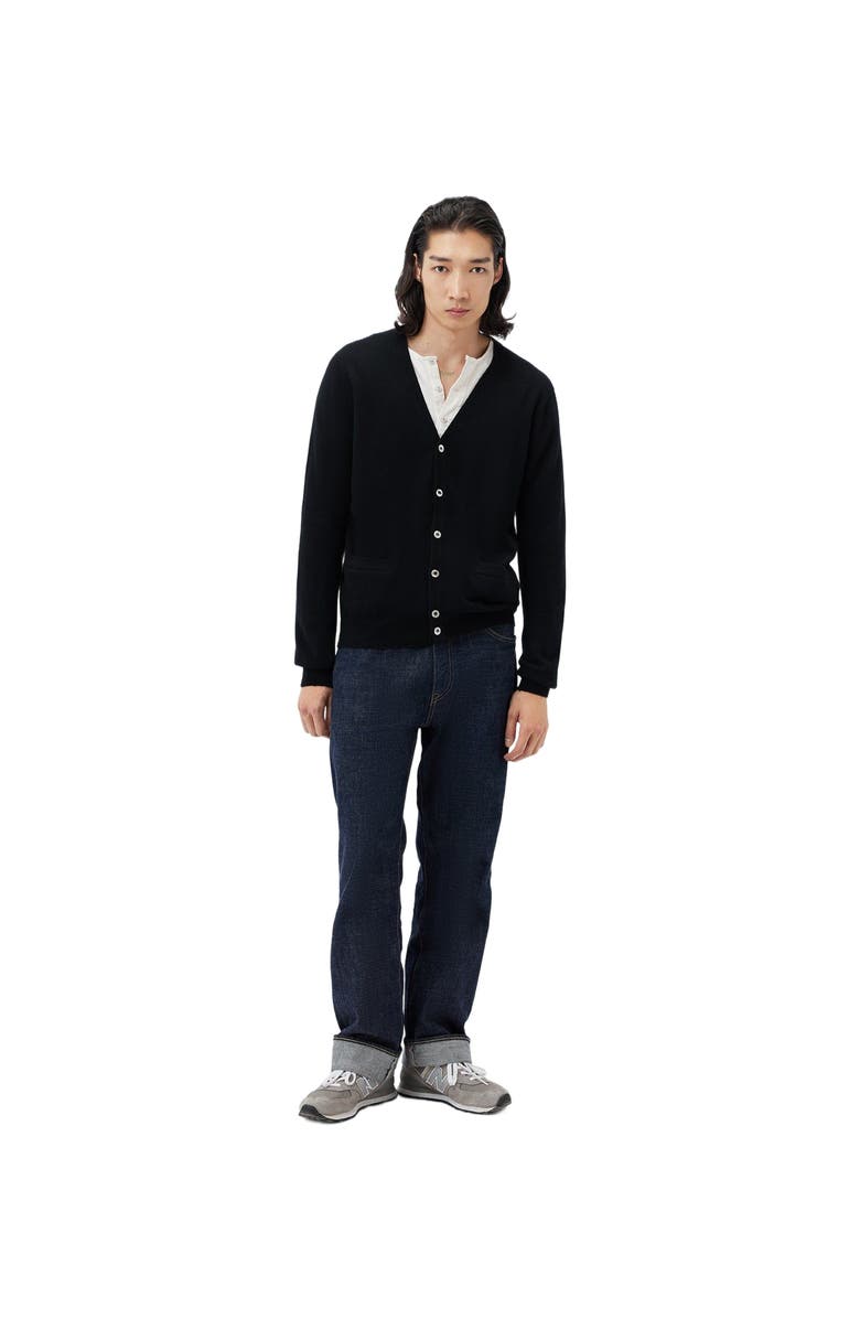 GOBI Mongolian Cashmere Essential Cashmere V-Neck Cardigan, Alternate, color, Black