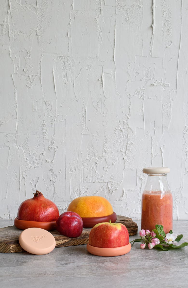 Food Huggers Set of 5 Assorted Silicone Food Savers, Alternate, color, Terra Cotta