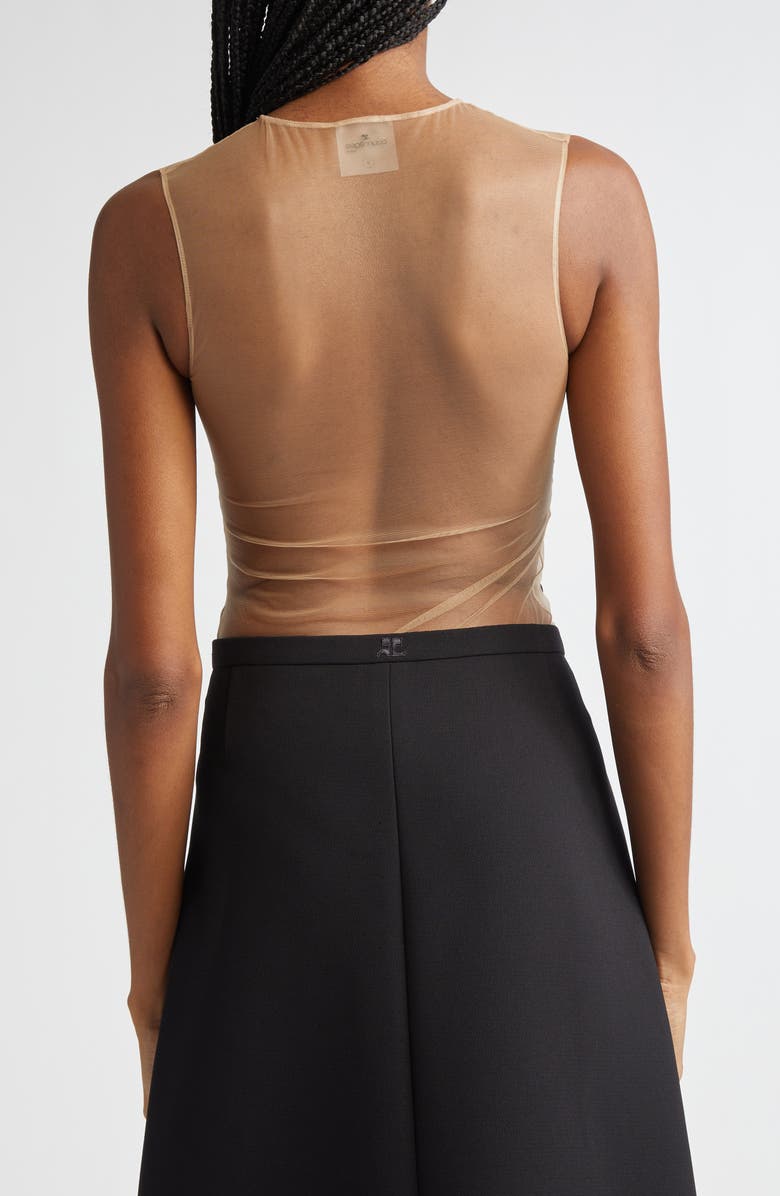 Courrèges Frame Illusion Bodysuit, Alternate, color, Sand / Black