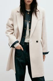 MANGO Double Breasted Wool Coat