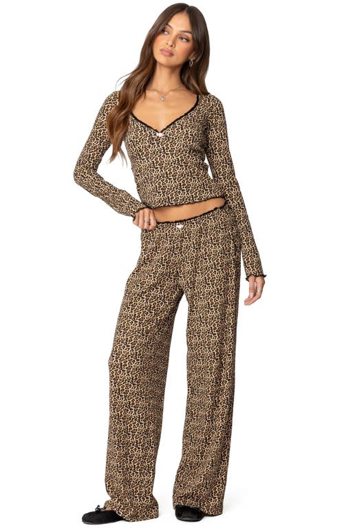 EDIKTED EDIKTED LUE LEOPARD PRINT LONG SLEEVE TOP 