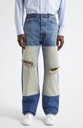 Maison Margiela Ripped Patched Panel Straight Leg Jeans