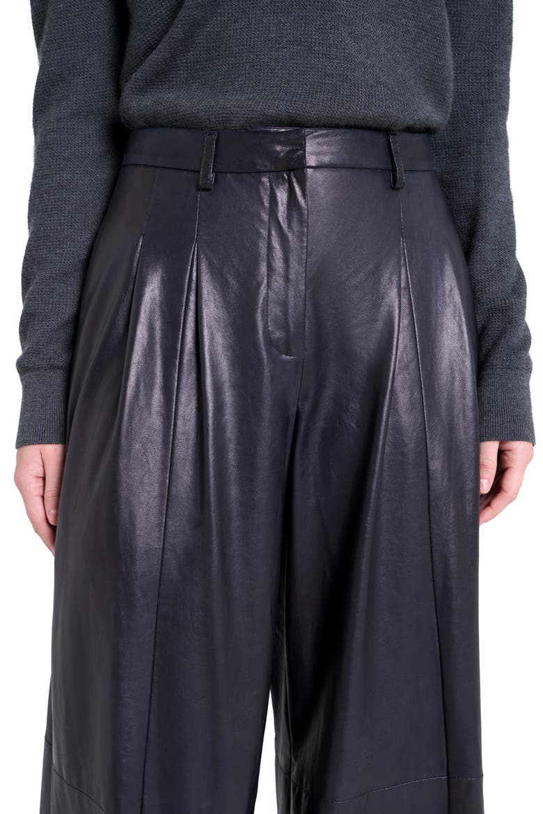 Avery Wide Leg Leather Pants, Alternate, color, DARK MIDNIGHT