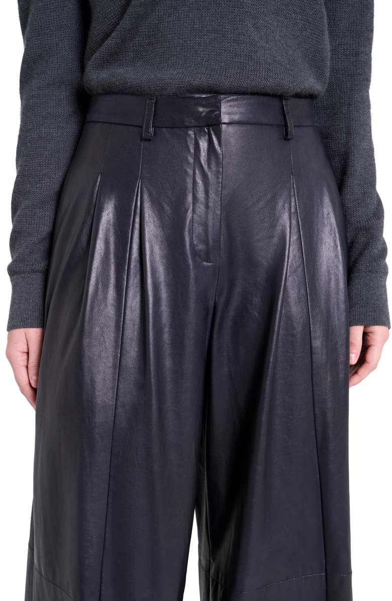 TWP Avery Wide Leg Leather Pants, Alternate, color, Dark Midnight