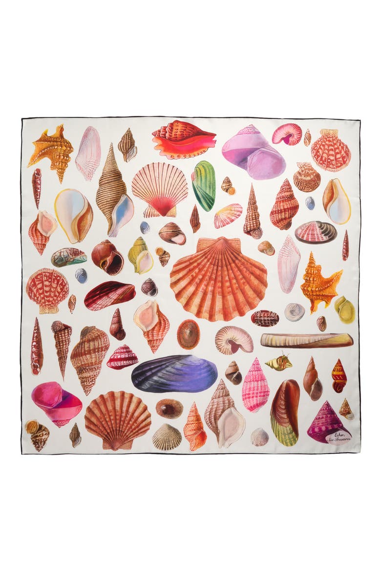 Sea Treasures Silk Twill Scarf, Alternate, color, CREAM