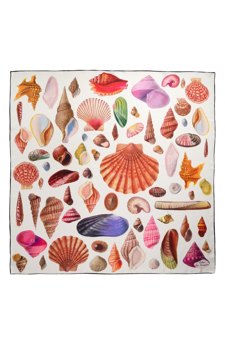 Echo Sea Treasures Silk Twill Scarf, Alternate, color, Cream