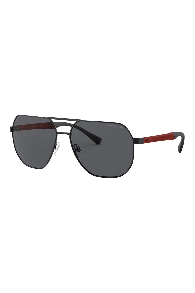 61mm Square Sunglasses, Alternate, color, MATTE BLACK / GREY