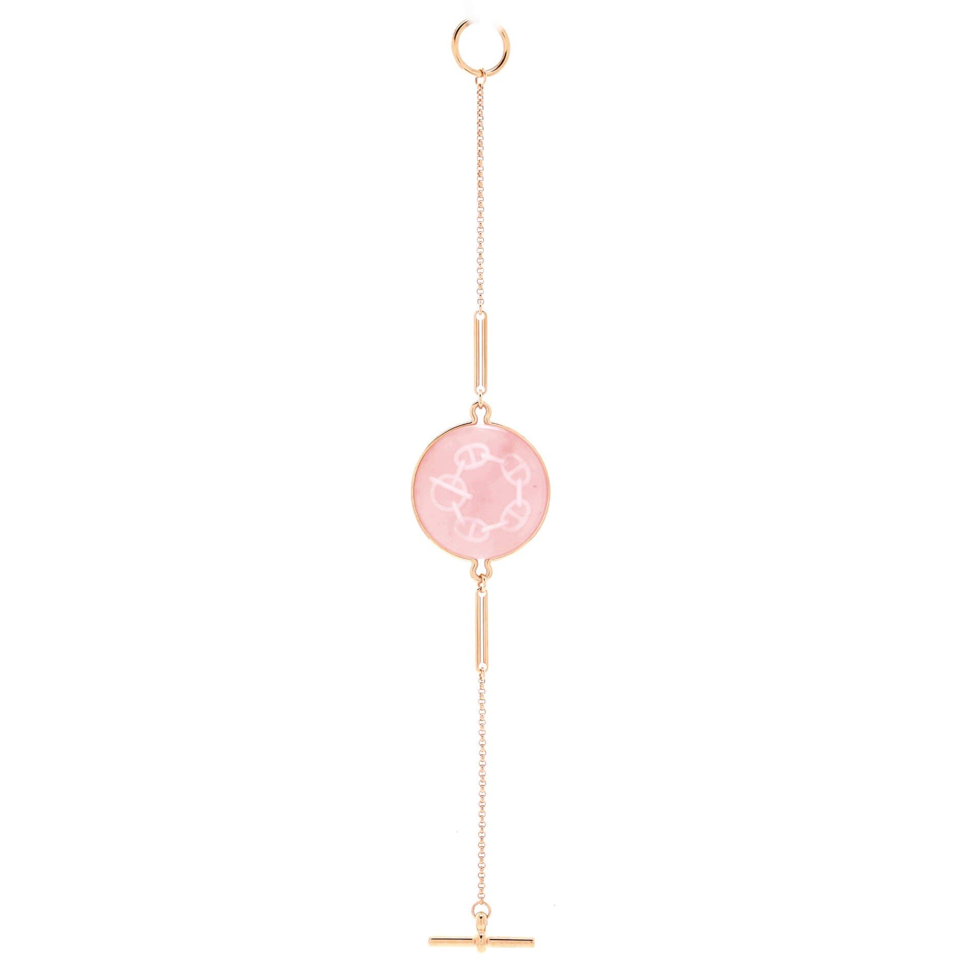 Ex-Libris Bracelet 18K Rose Gold with Pink Chalcedony Large, Alternate, color, Metallic Gold