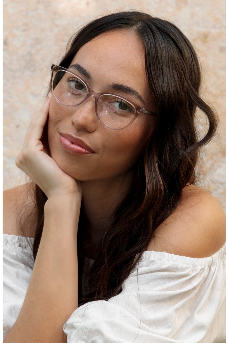 Kahala 53mm Low Bridge Cat Eye Optical Glasses, Alternate, color, SHELL / CLEAR LENSES