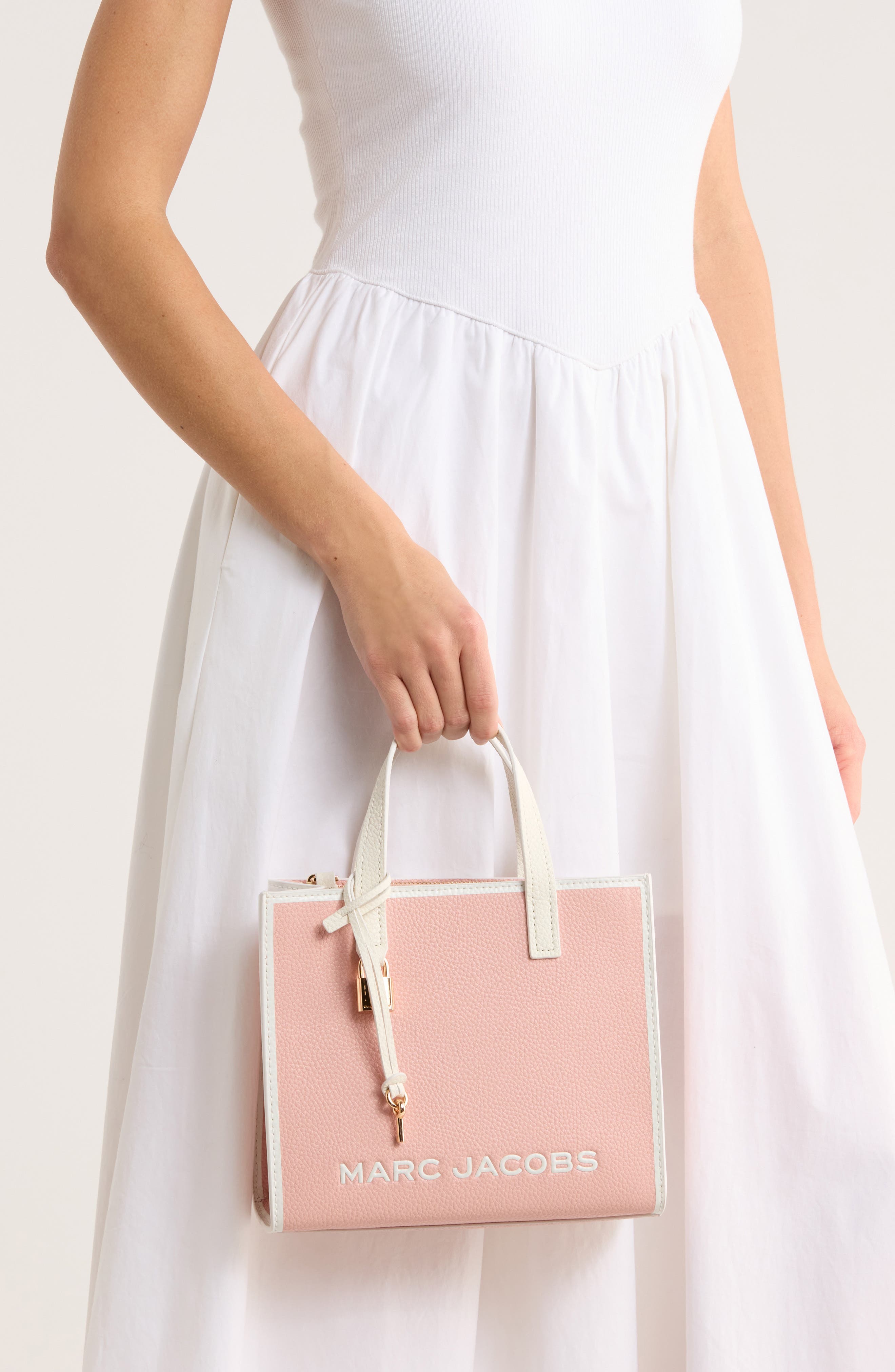 Marc Jacobs Bicolor Border Bold Grind Mini Grind Tote, Alternate, color, Misty Rose Multi