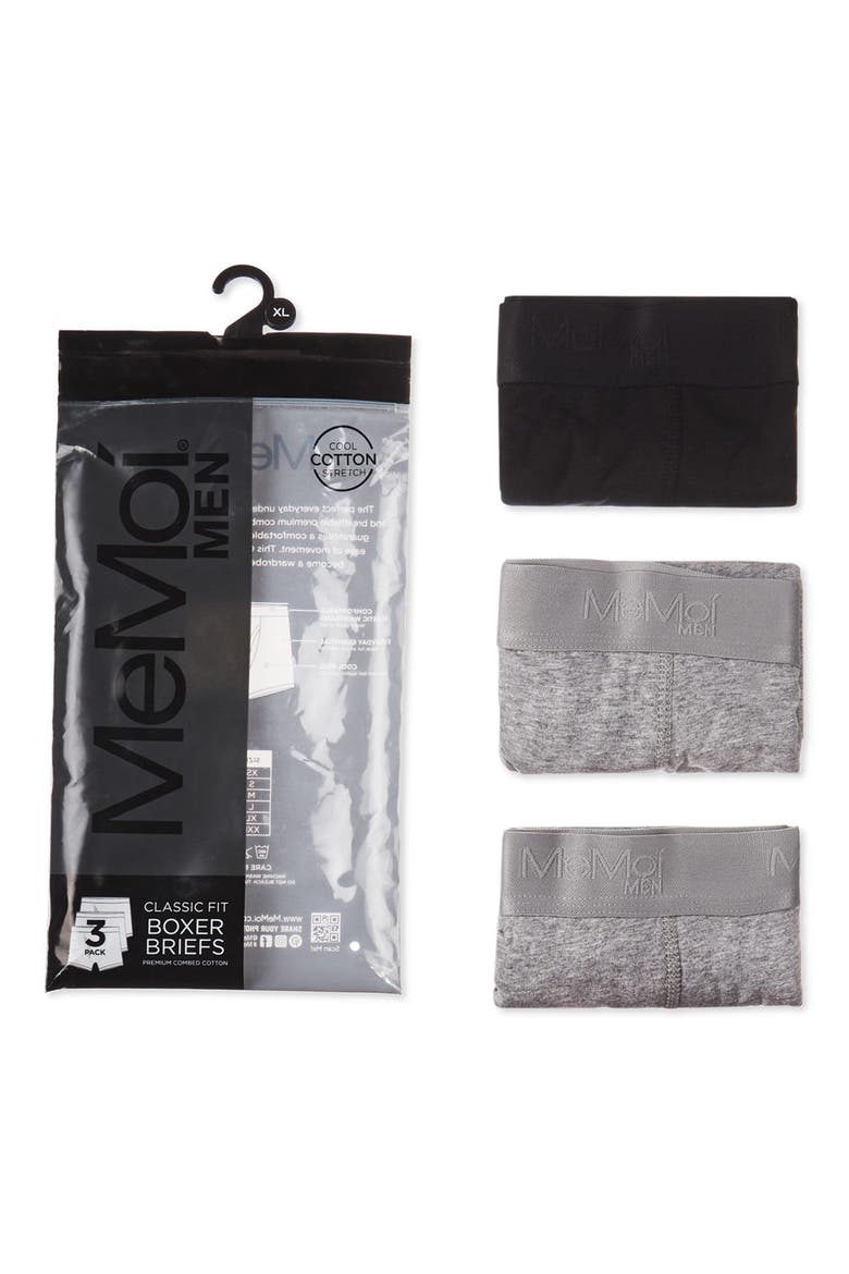 Assorted 3-Pack Cool Stretch Cotton Boxer Briefs, Alternate, color, BLACK-GRAY-GRAY