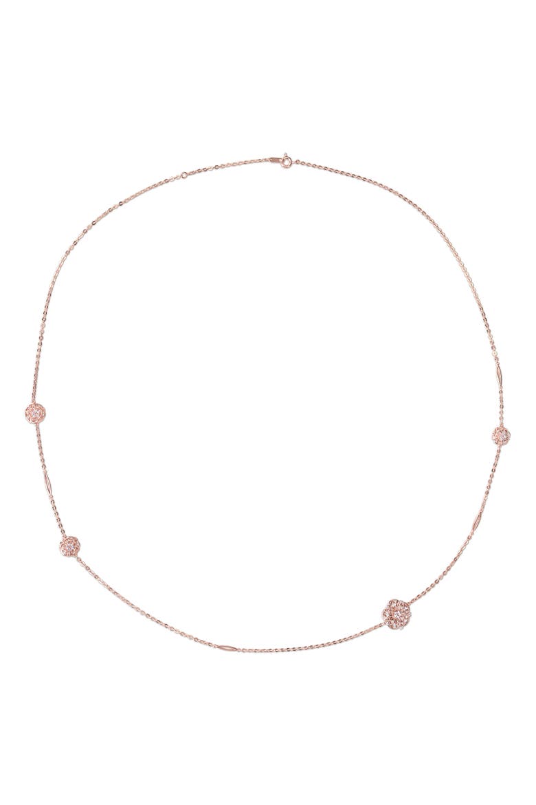 Diamond Station Floral Necklace 18k Rose Gold, Alternate, color, Rose Gold