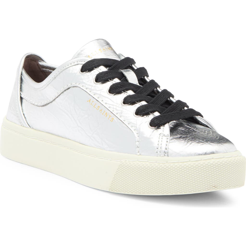 Allsaints Gina Metallic Sneaker In Silver