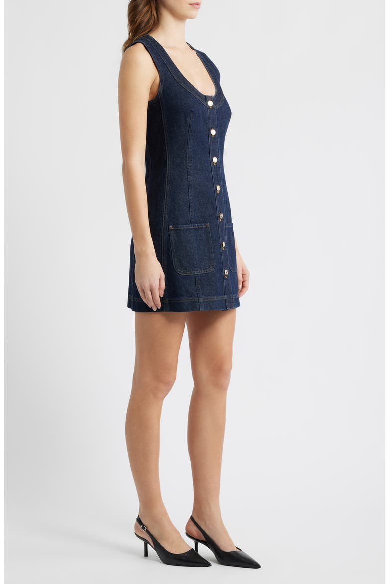 The Patch Pocket Sleeveless Denim Minidress, Alternate, color, RINSE