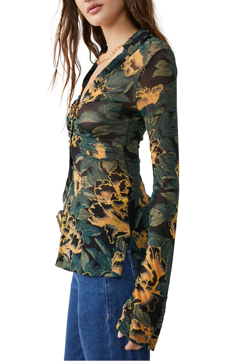Lucky Shirtee Floral Button-Up Shirt, Alternate, color, BLACK BLOOM