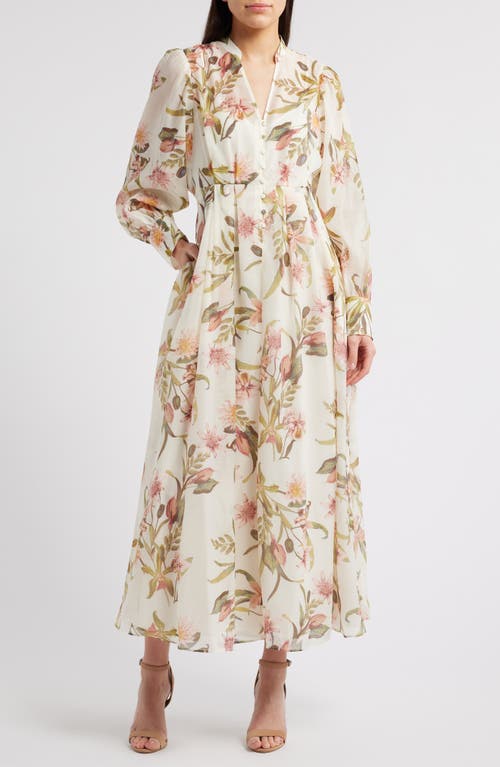 Chelsea28 Floral Long Sleeve Maxi Dress In Ivory Pink Bohem Botanical In Ivory- Pink Bohem Botanical