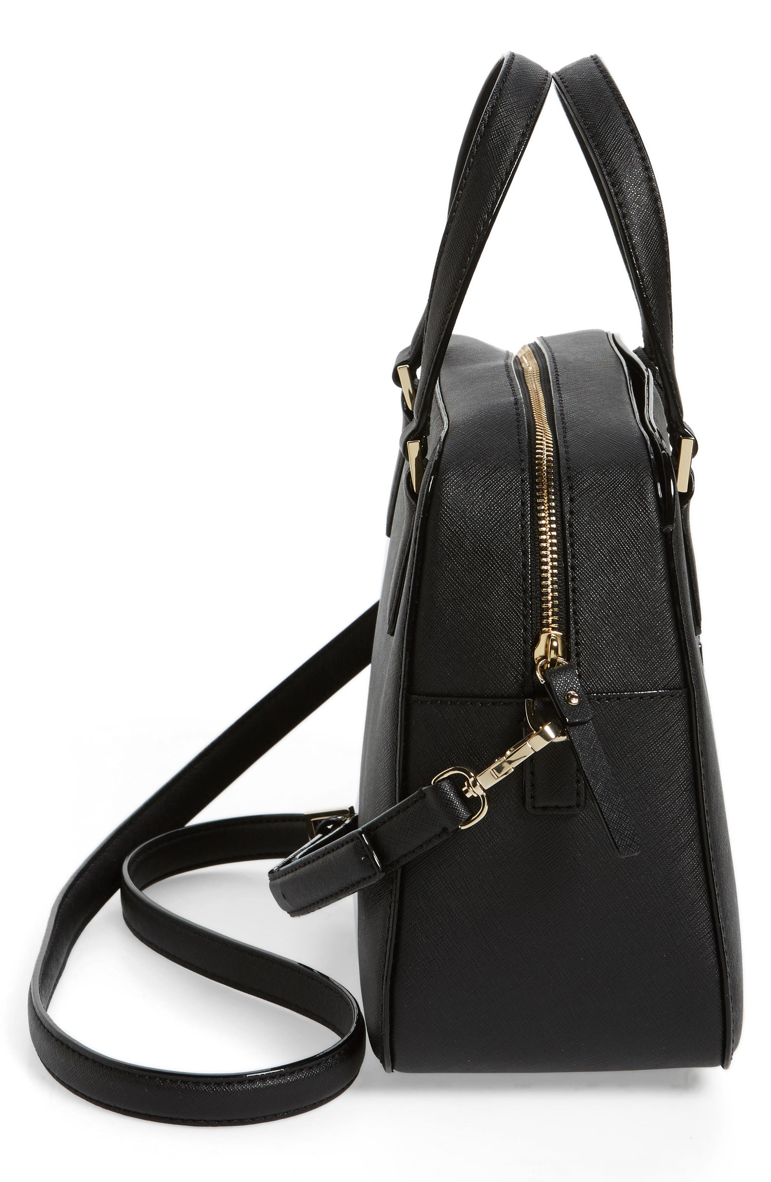 cameron street - little babe leather satchel, Alternate, color, BLACK