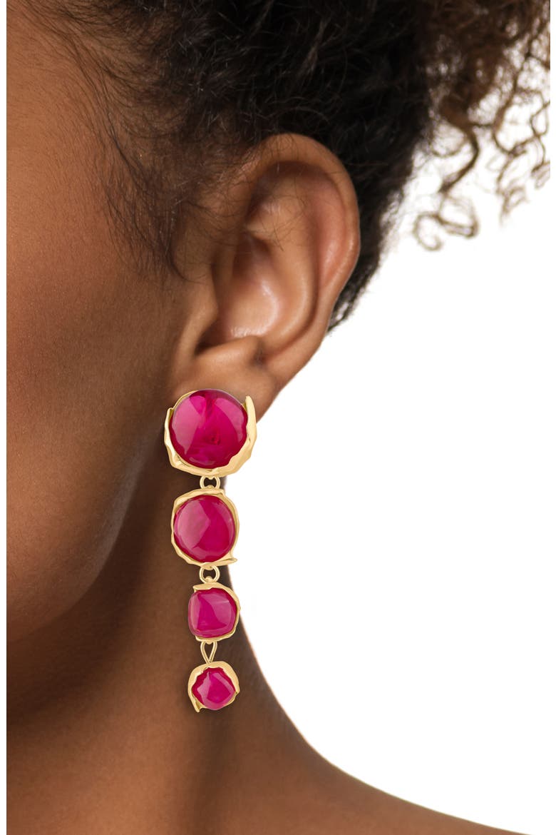 Graduated Sculpted Circle Linear Drop Earrings (Nordstrom Exclusive), Alternate, color, PINK/ GOLD
