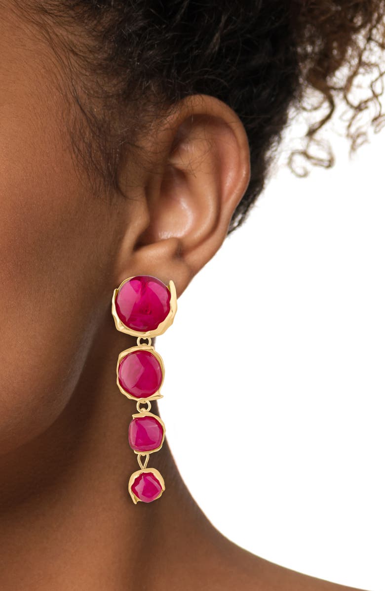 JARDIN Graduated Sculpted Circle Linear Drop Earrings, Alternate, color, Pink/ Gold