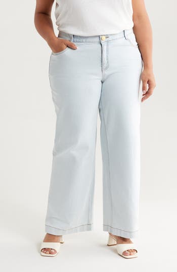 Wit & Wisdom Sam High Waist Wide Leg Jeans in Powder Blue at Nordstrom Rack, Size 16W