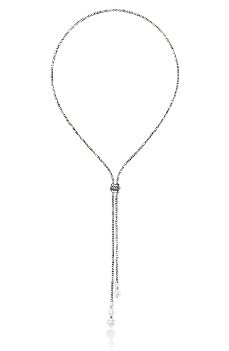 John Hardy JH Essentials Pearl Lariat Necklace, Alternate, color, Silver/ Pearl