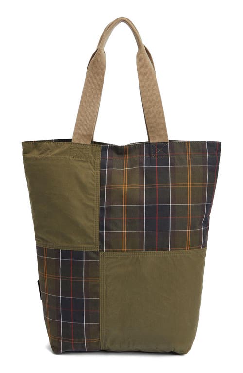 Shop Barbour Transport Patchwork Tote In Dusky Green