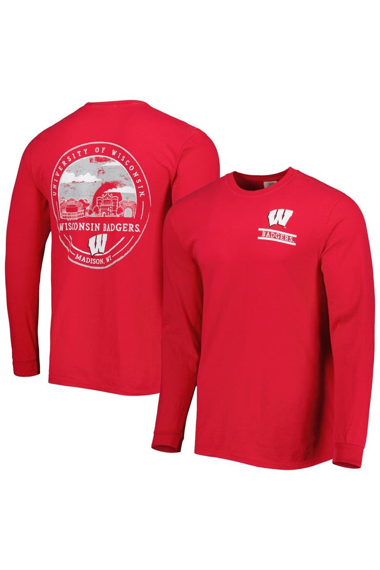 Men's Red Wisconsin Badgers Circle Campus Scene Long Sleeve T-Shirt, Main, color, Red