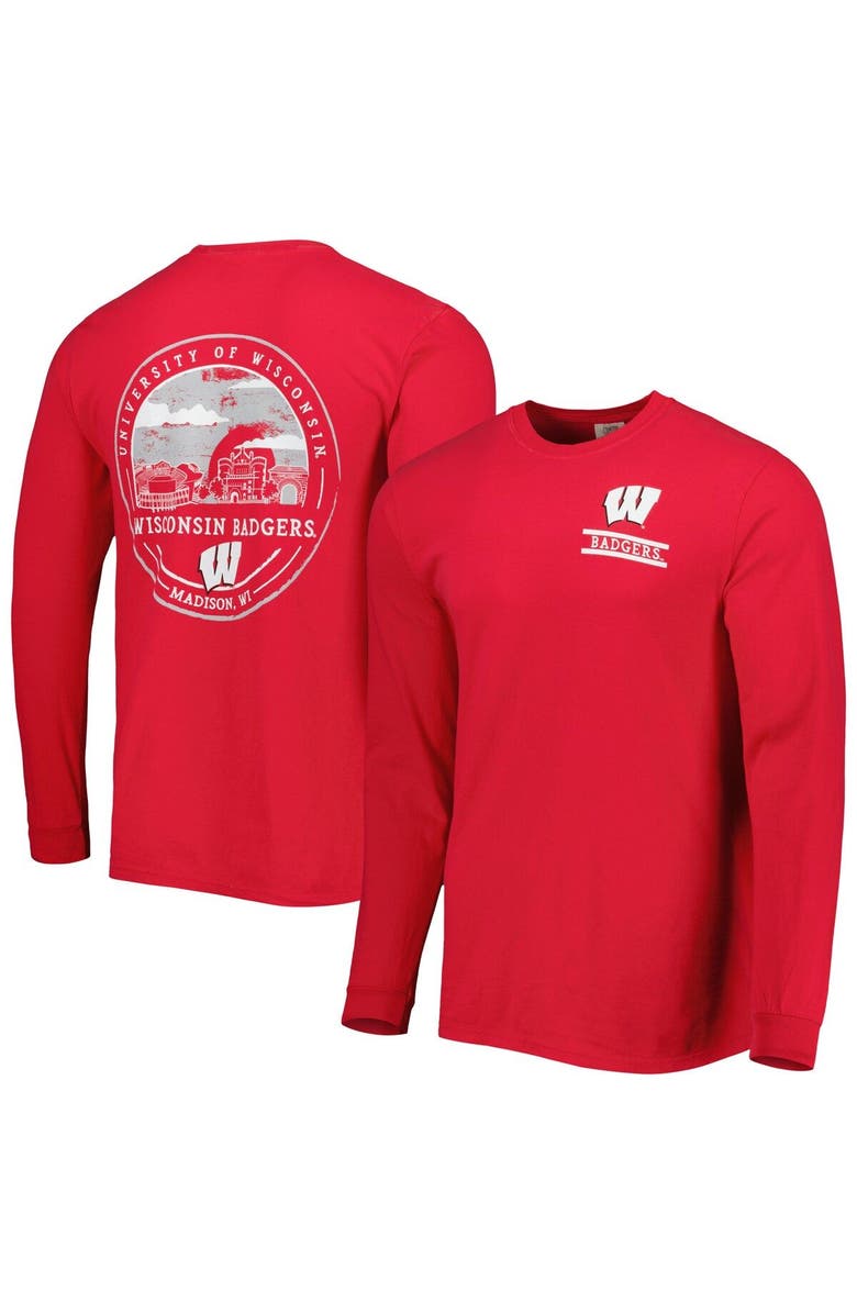 IMAGE ONE Men's Red Wisconsin Badgers Circle Campus Scene Long Sleeve T-Shirt, Main, color, Red