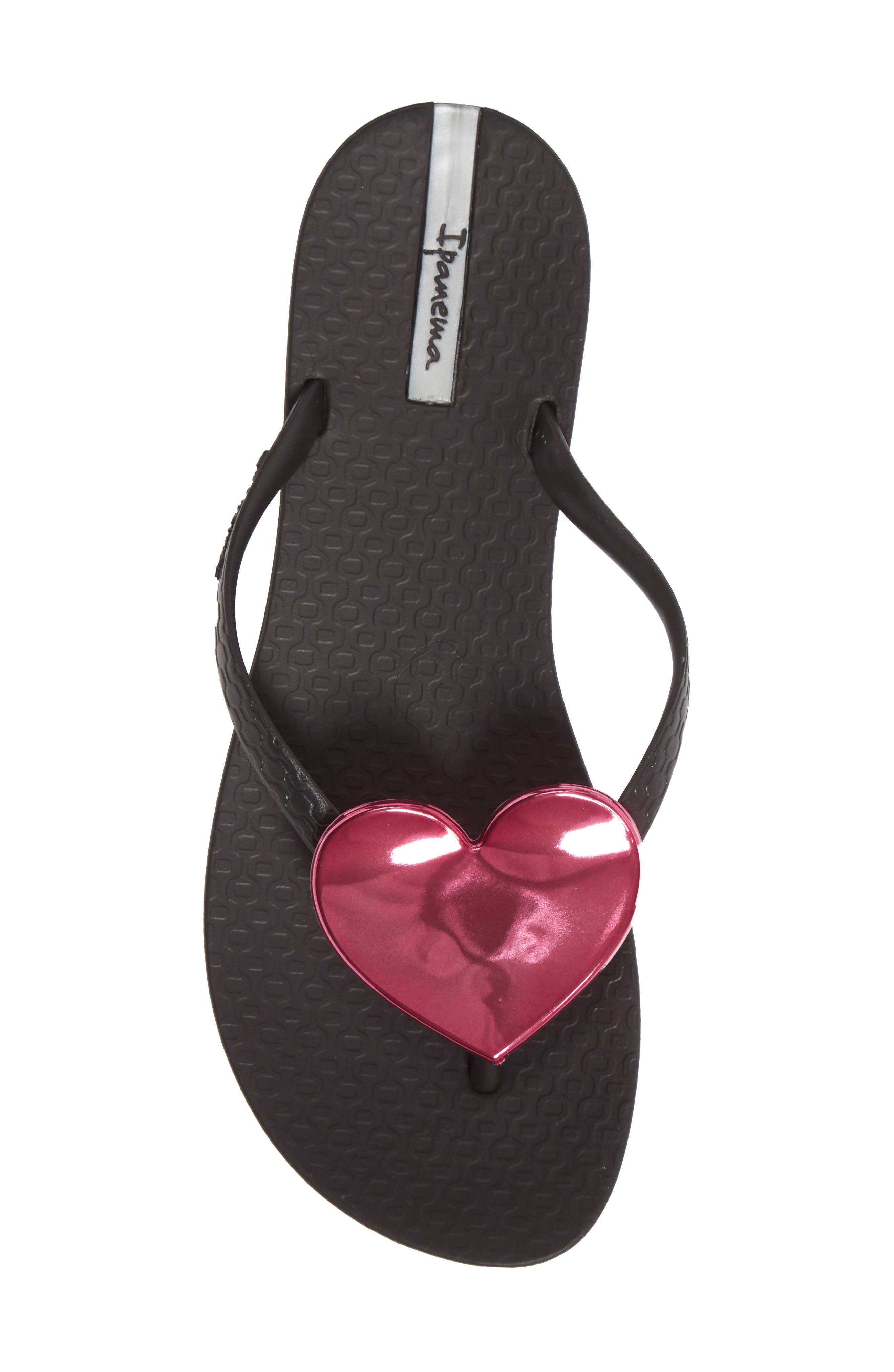Wave Heart Flip Flop, Alternate, color, BLACK/ RED
