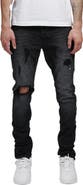 PURPLE BRAND Black Repair Dropped Fit Jeans スリム ロゴ P002 Black Repair – PURPLE BRAND