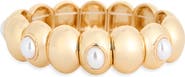 NORDSTROM RACK Faux Pearl Puffy Oval Stretch Bracelet