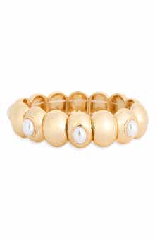 NORDSTROM RACK Faux Pearl Puffy Oval Stretch Bracelet