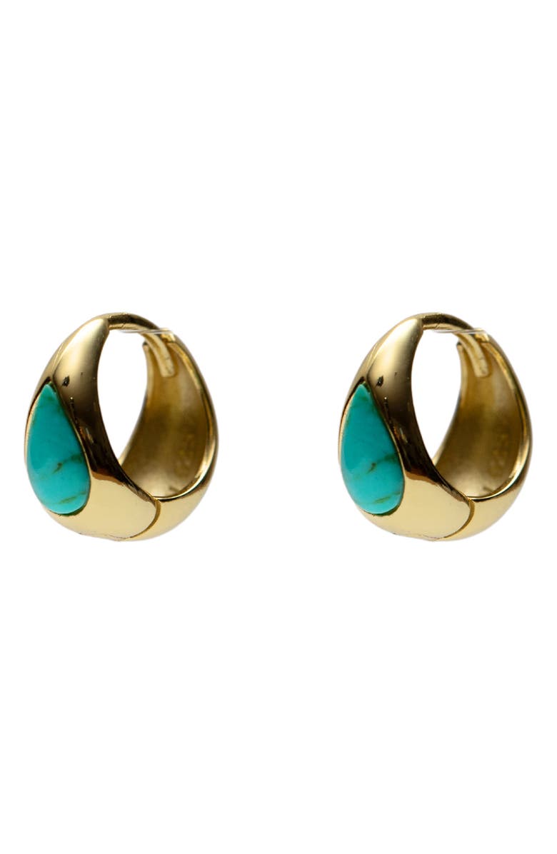 Argento Vivo Sterling Silver Turquoise Teardrop Huggie Hoops, Main, color, 