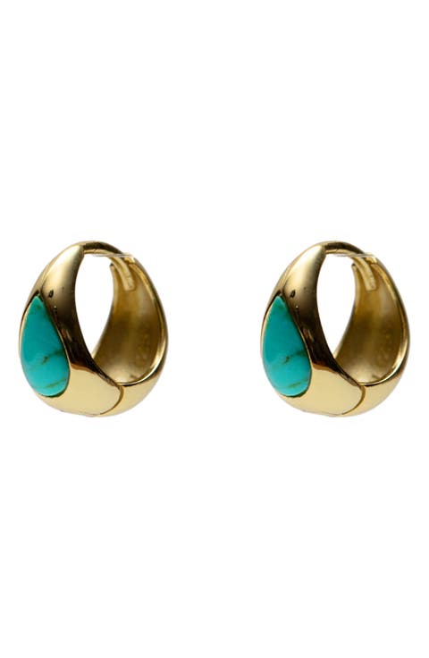 Turquoise Teardrop Huggie Hoops