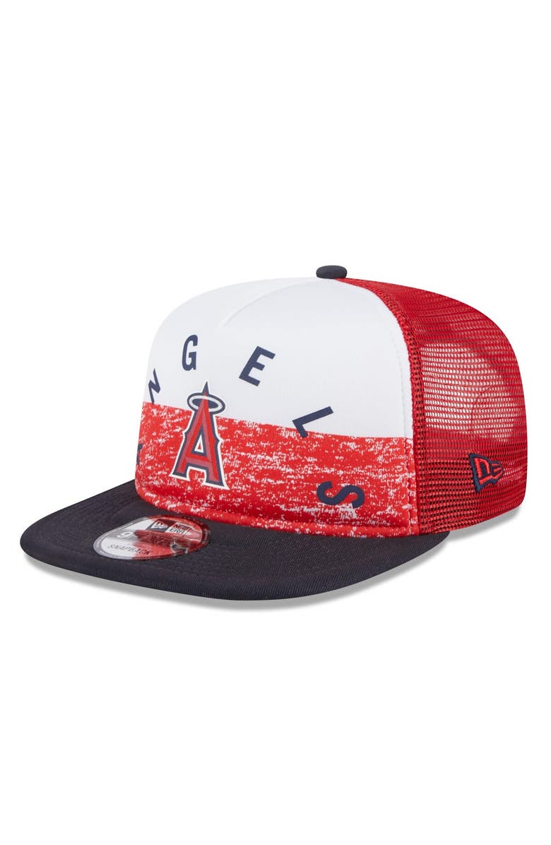 New Era Men's New Era White/Red Los Angeles Angels Team Foam Front A-Frame Trucker 9FIFTY Snapback Hat, Main, color, White