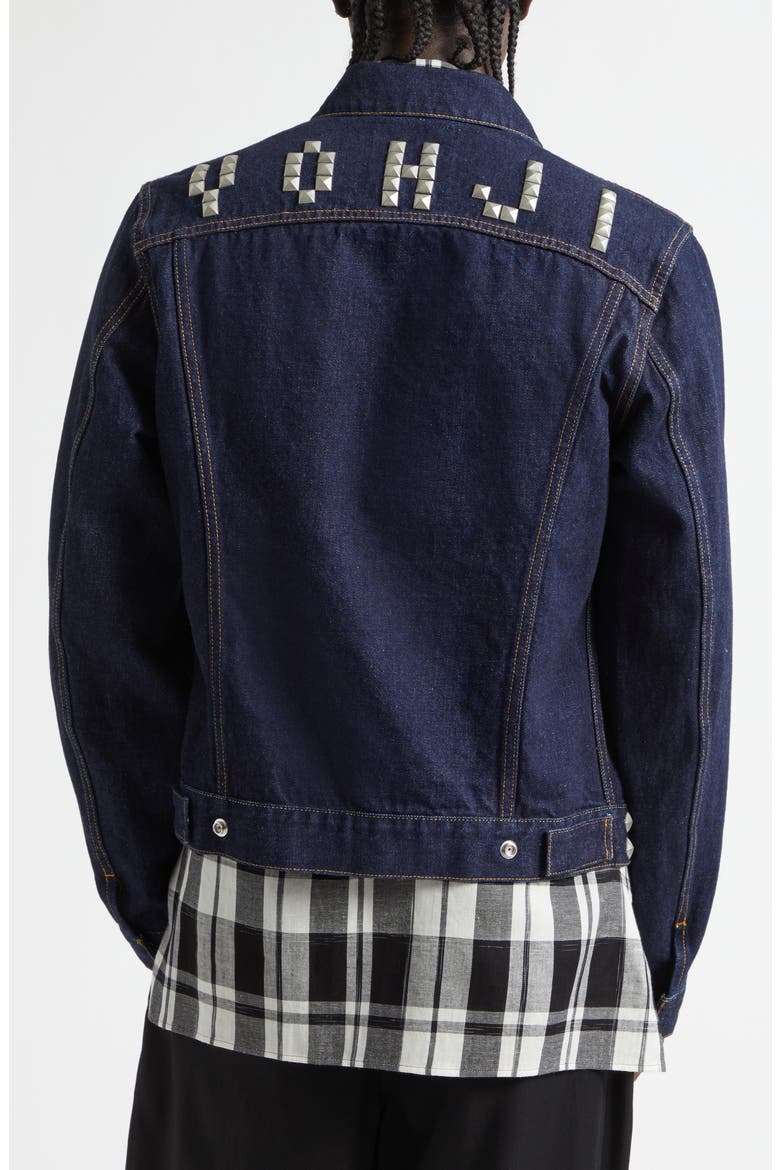 Studded HTC Denim Trucker Jacket, Alternate, color, BLUE