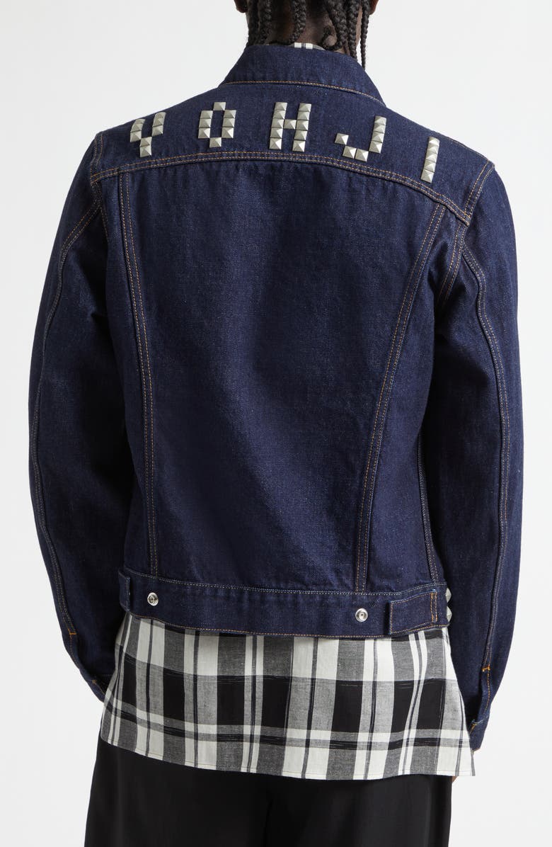 Yohji Yamamoto Studded HTC Denim Trucker Jacket, Alternate, color, Blue