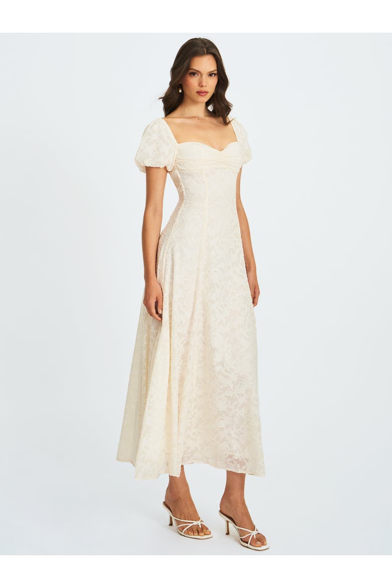 Pandora Bubble Sleeve Backless Maxi Dress, Alternate, color, White
