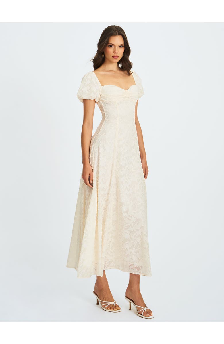 Miss Circle Pandora Bubble Sleeve Backless Maxi Dress, Alternate, color, White