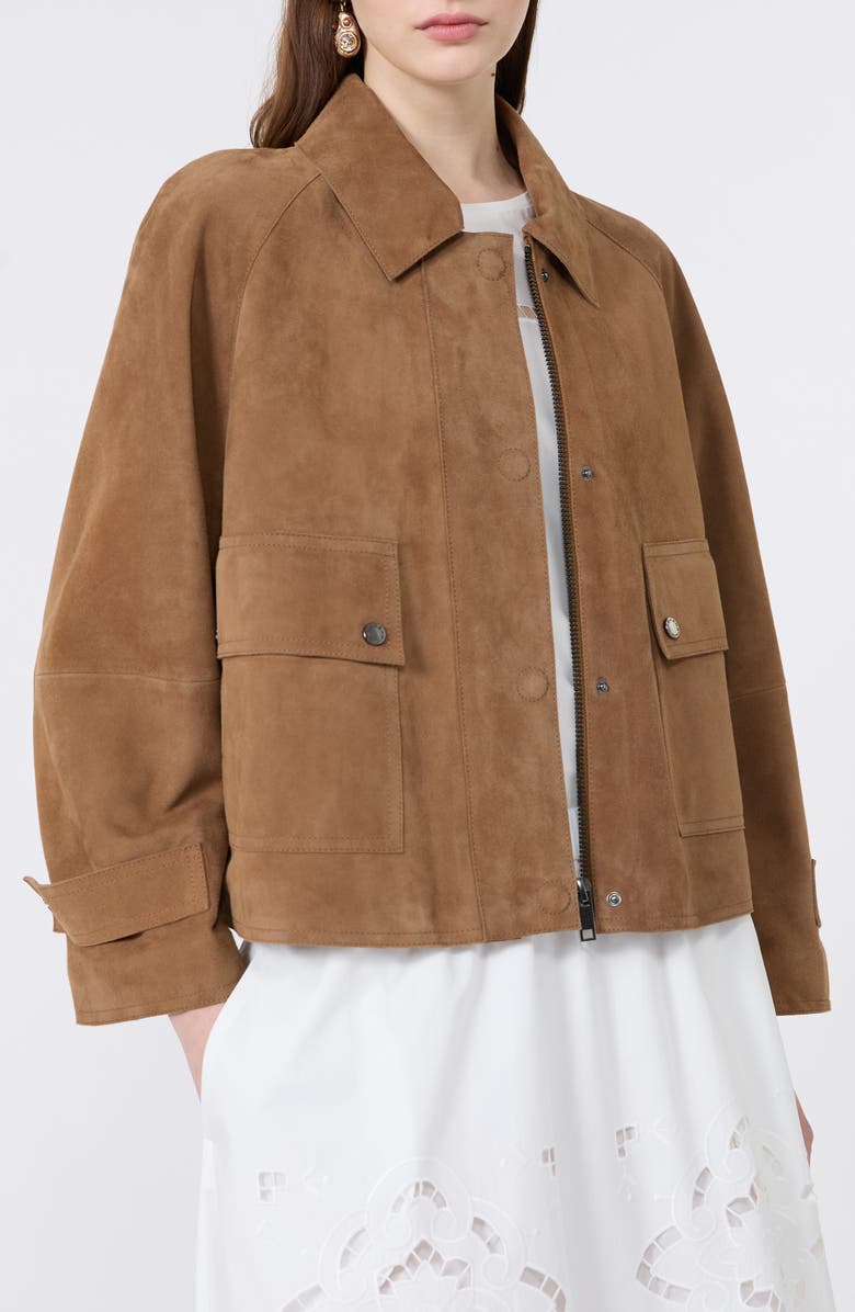 Weekend Max Mara Abito Suede Jacket, Alternate, color, Hazelnut Brown