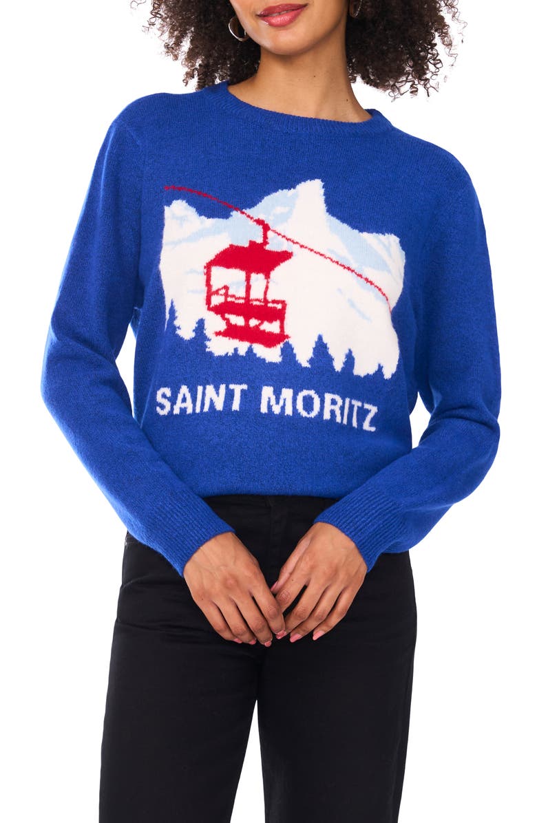 Vince Camuto Saint Moritz Crewneck Sweater, Main, color, Cobalt Sea
