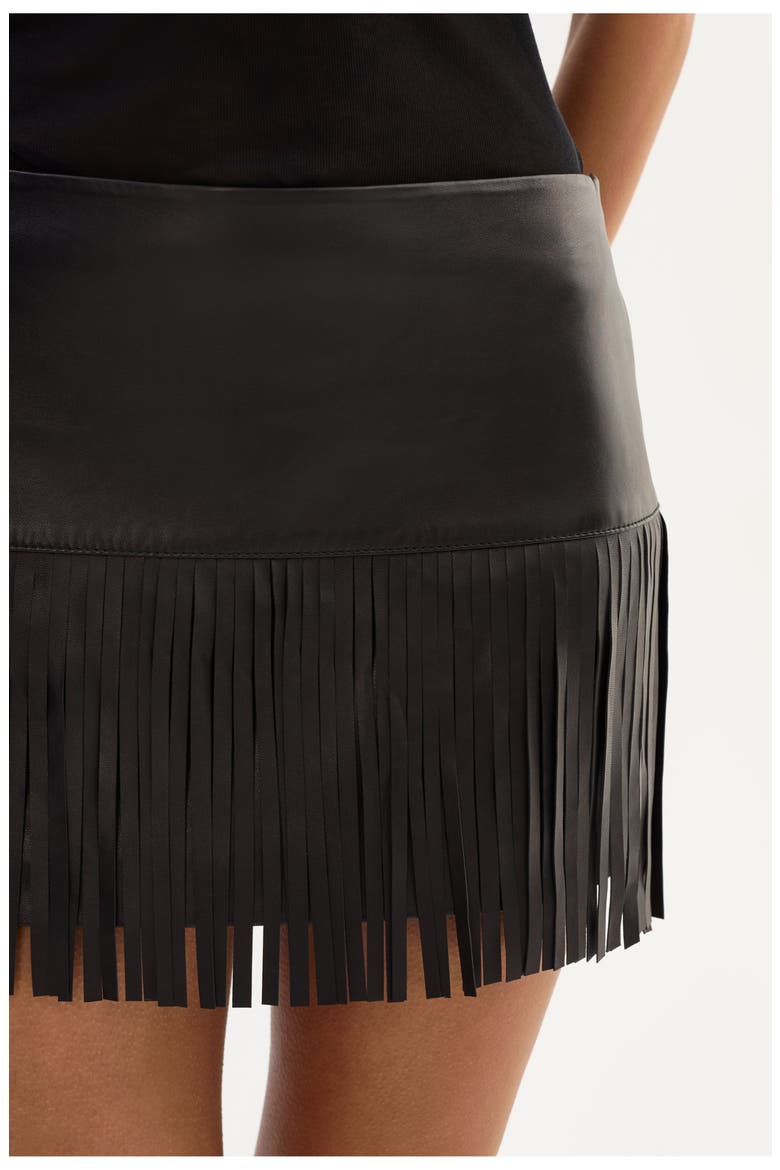 HUNTER | Leather Fringe Skirt, Alternate, color, Black