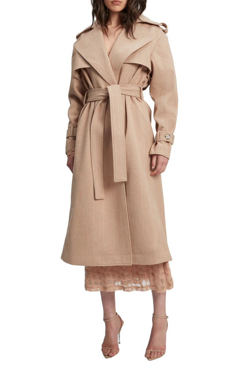 Bardot Oversize Herringbone Trench Coat, Main, color, 