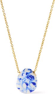Ana Luisa Gold Statement Necklace - Pebble Mini Marble Blue