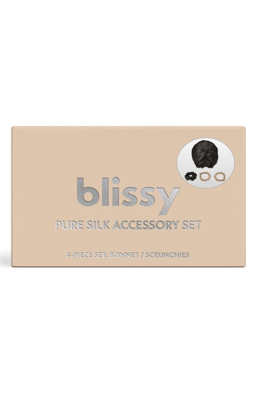 Blissy 4- Piece Silk Hair Bonnet & Scrunchies Set