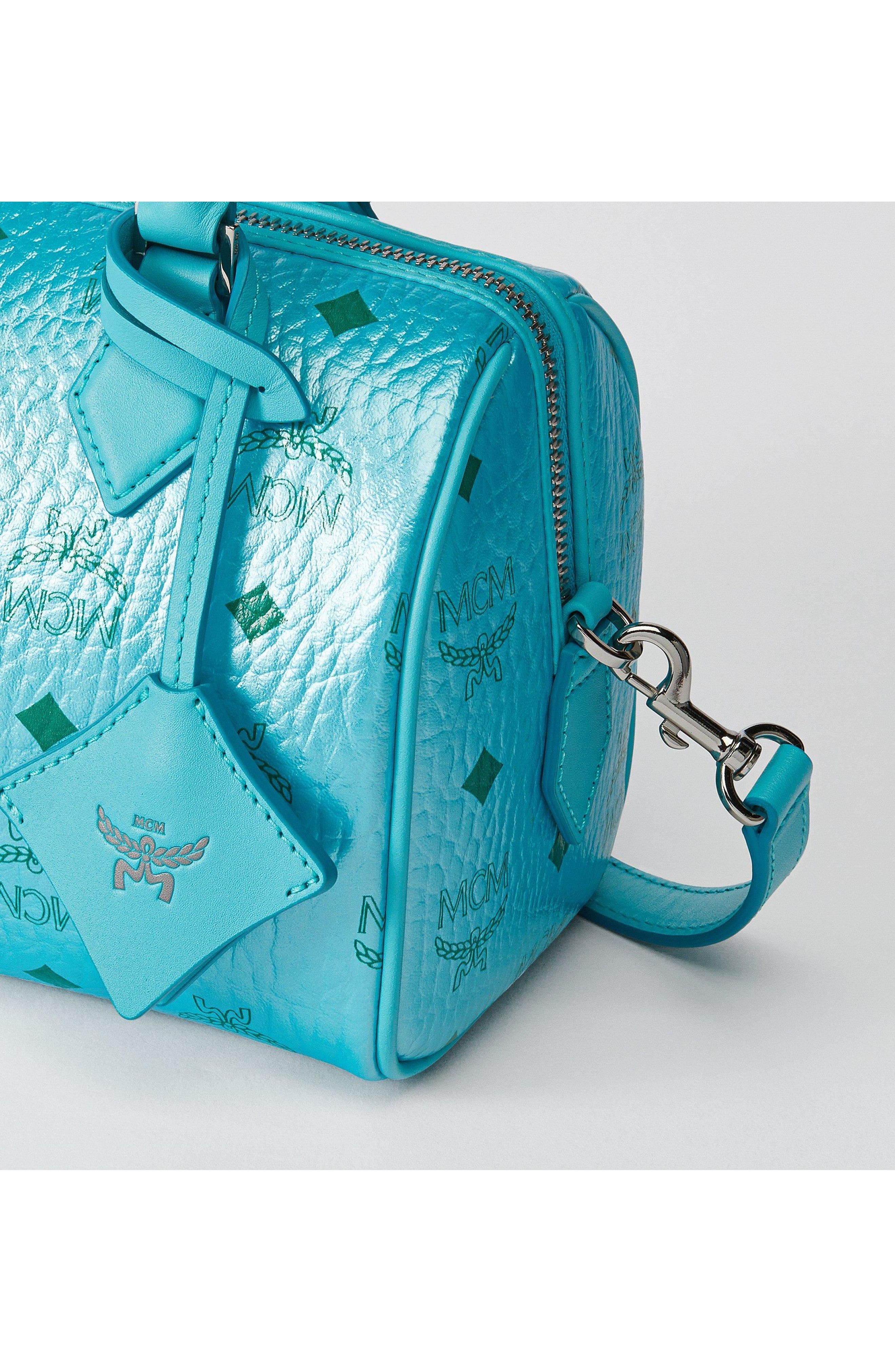 Ella Boston Bag in Visetos, Alternate, color, Blue Ceramic