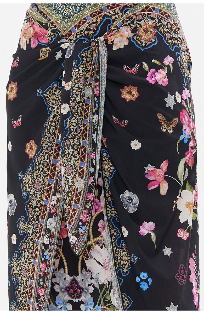 Camilla Layered Long Sarong With Front Tie Midnight In Monserrate, Alternate, color, Midnight In Monserrate