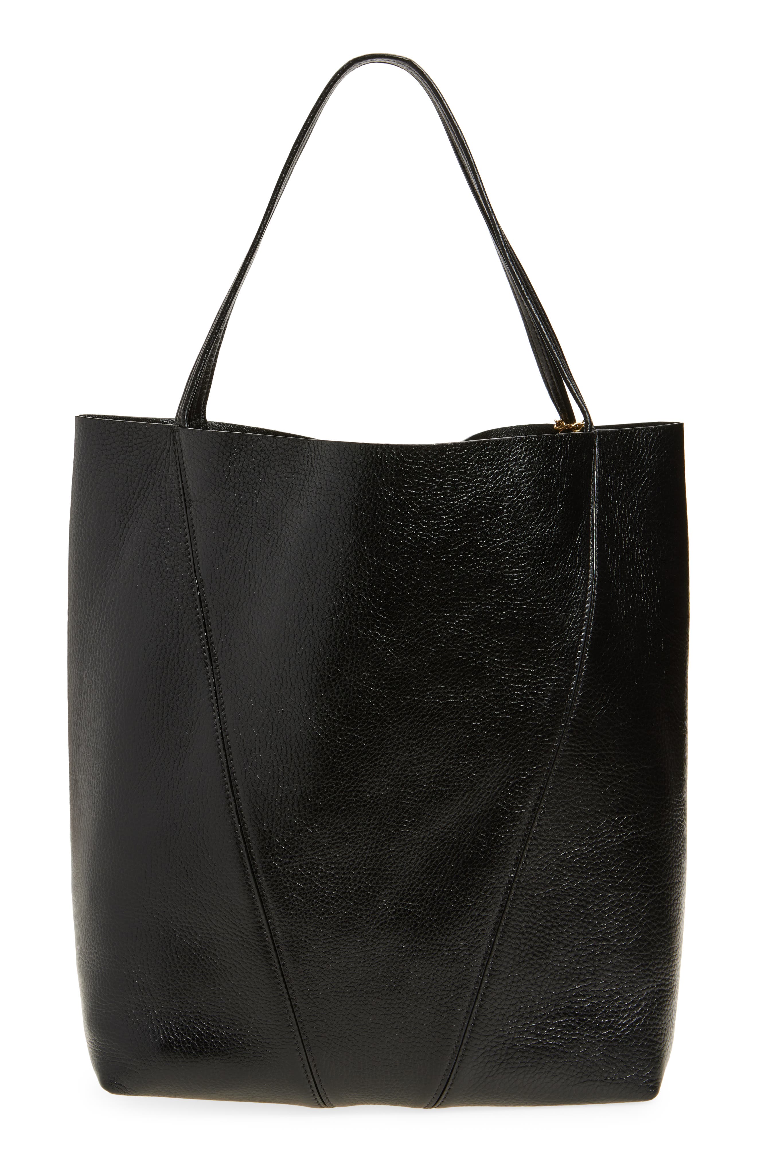 Chloé Large Spin Leather Tote, Alternate, color, 001 Black