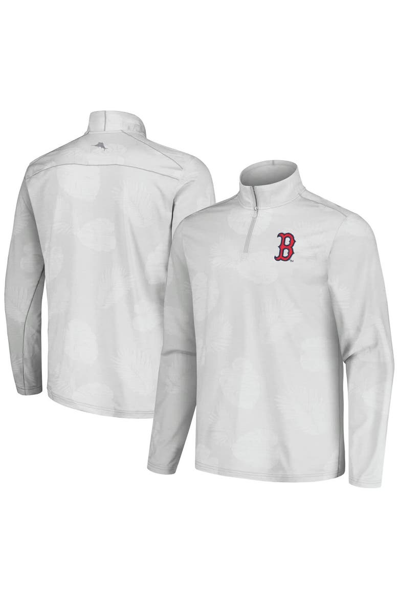 Men's Tommy Bahama Gray Boston Red Sox Delray Frond IslandZone Half-Zip Jacket, Alternate, color, Gray